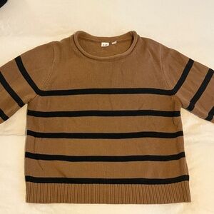 Gap Women’s Brown and Black Striped Sweater - M